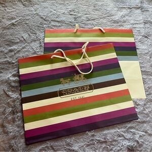 Set of 2 Coach Multicolor Striped Large Shopping Bag